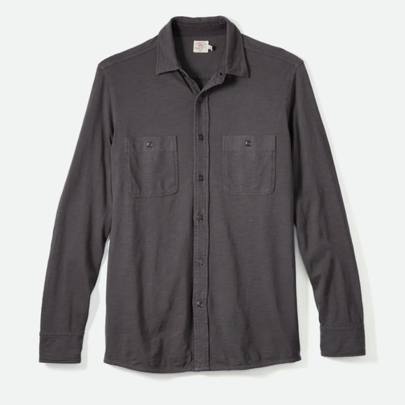 Faherty Seasons Regular Fit Long Sleeve Gray Cotton Knit Button Down Shirt Sz L - Picture 2 of 7